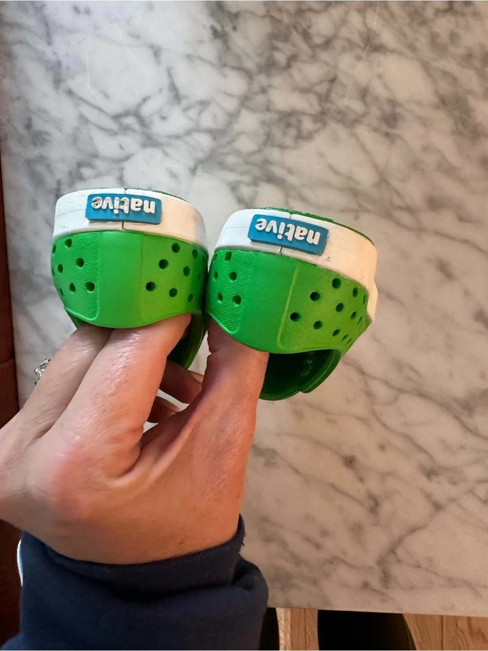 Native Kids Water Slip-On Shoes in Bright Green with White Toecap size C5